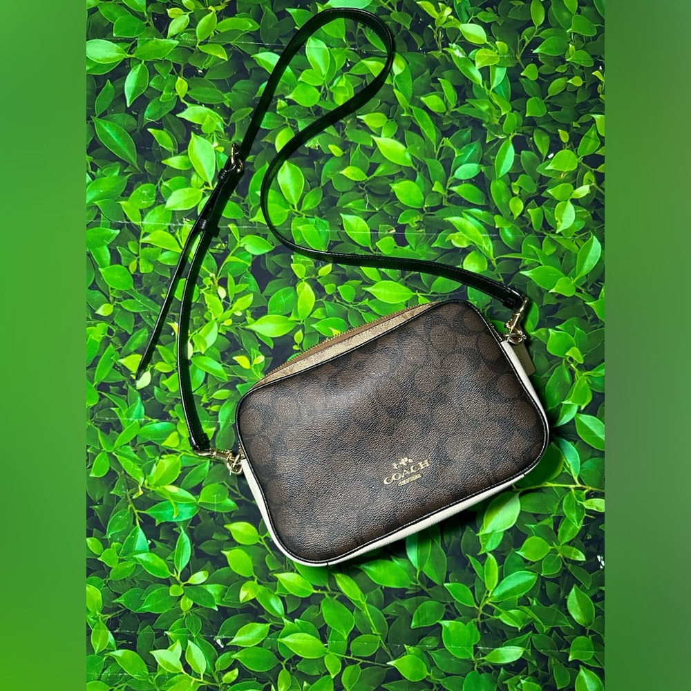 Coach Jes Crossbody In Blocked Signature Canvas Khaki Brown Multi